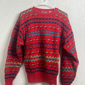 Vintage Nick & Concrete NEWJ Red Geometric Knit Sweater Large